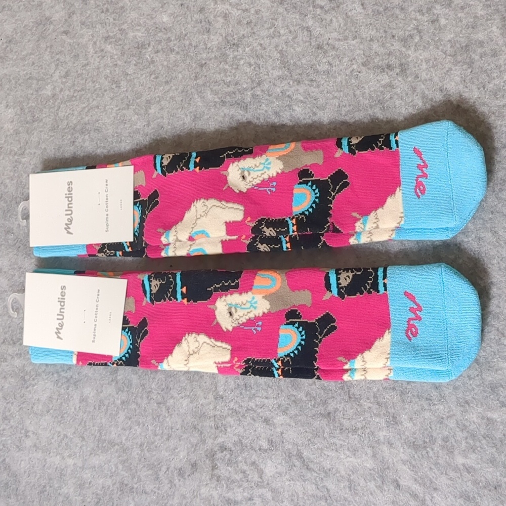 New MeUndies 2 pairs unisex Socks size Large  W 11.5 M 9 supima cotton